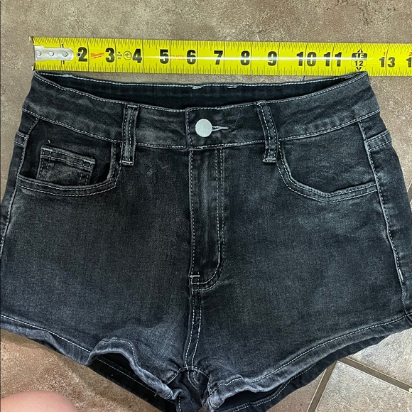 Black Denim Shorts with Embroidery - Picture 5 of 5